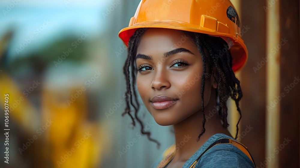 Woman in Construction Hard Hat - Realistic Photo Woman in Construction Hard Hat - Realistic Photo