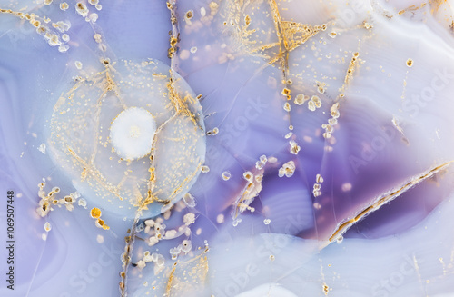 Ethereal Blue Agate with Vibrant Gold Veins Close-up photo