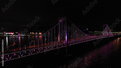 Aerial view of the scenic view of the Dalian Cross-Sea Bridge in China	
