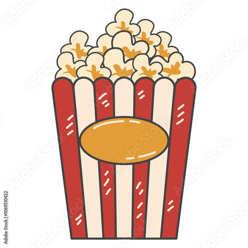 popcorn in a bucket logo, popcorn vector illustration