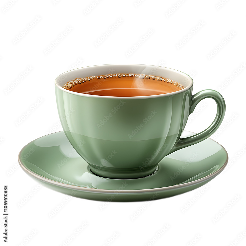 Freshly Brewed Tea in a Green Cup and Saucer Freshly Brewed Tea in a Green Cup and Saucer