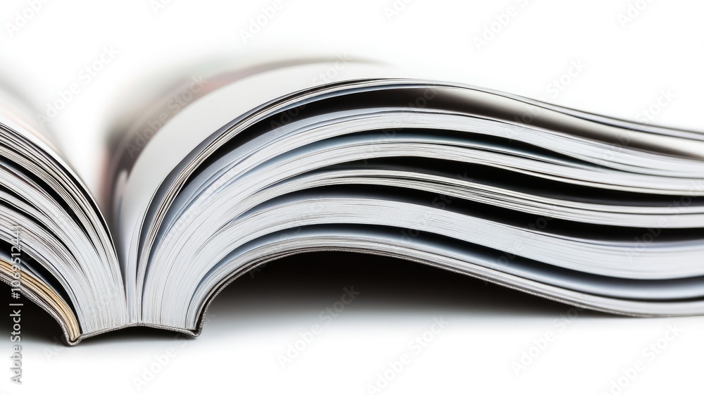 Close-up image of open magazine with glossy pages Close-up image of open magazine with glossy pages