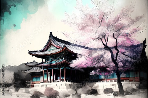 Korean traditional architecture - Gyeongbokgung Palace photo