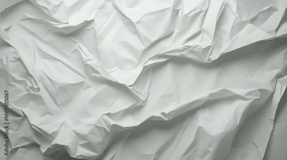 Textured crumpled white paper laid flat on a surface, creating a soft, minimalist background Textured crumpled white paper laid flat on a surface, creating a soft, minimalist background
