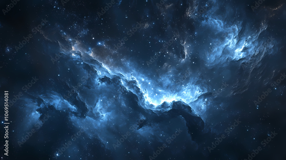 Fototapeta premium Dark nebula-inspired wallpaper featuring swirling clouds of gas and dust in a deep space background, extraterrestrial, celestial map, dark matter, universe, stars. Celestial. Illustration