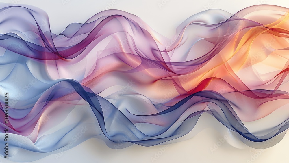 Abstract White Room with Pastel Gradient Wavy Lines Abstract White Room with Pastel Gradient Wavy Lines