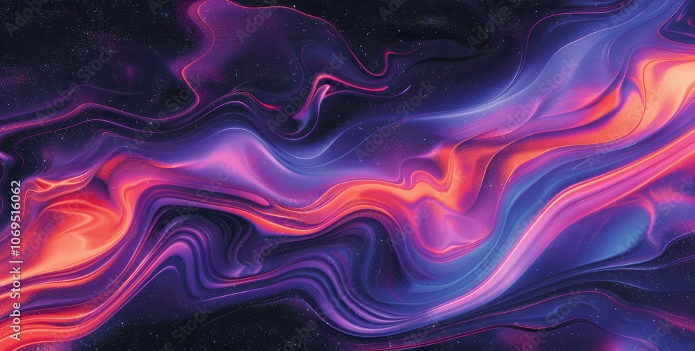 Obraz premium Abstract Swirling Colors 4K Background - Smooth Gradient Hues of Purple Blue Pink Red Against Black for Art and Wallpaper