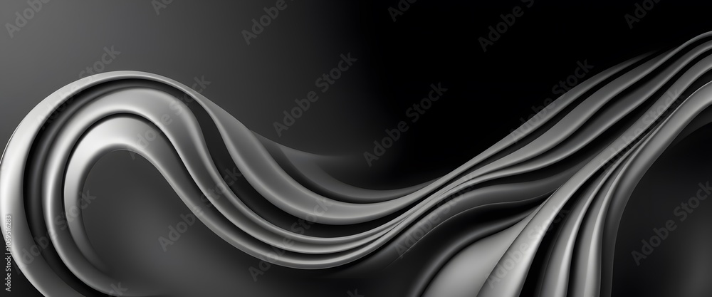 Obraz premium 3D black and white abstract wave background wallpaper created with generative AI