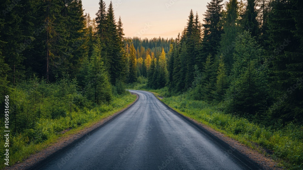Serene Road Through a Fragmented Forest Landscape Serene Road Through a Fragmented Forest Landscape