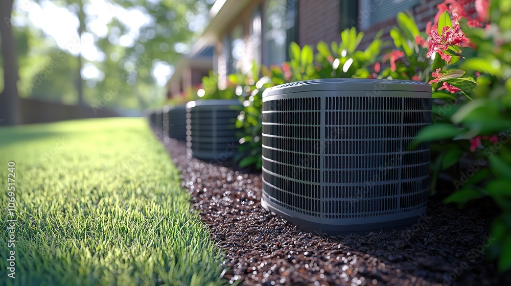 A 3D illustration of a ground source heat pump demonstrates a sustainable energy system designed for environmental efficiency. A 3D illustration of a ground source heat pump demonstrates a sustainable energy system designed for environmental efficiency.