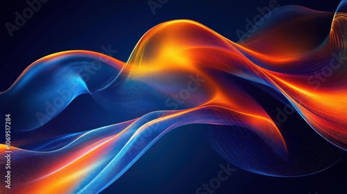 A vibrant abstract wave of blue and orange colors, suggesting motion and energy.