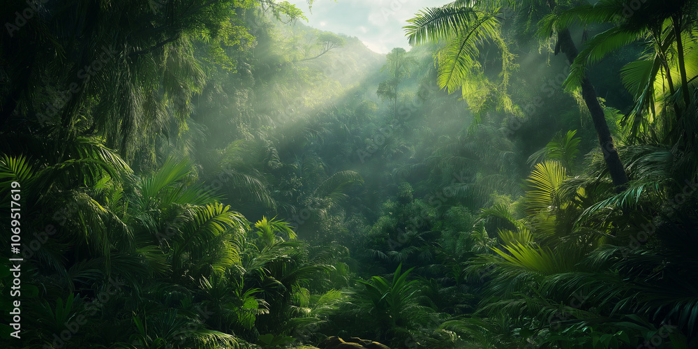 tropical forest in the morning tropical forest in the morning