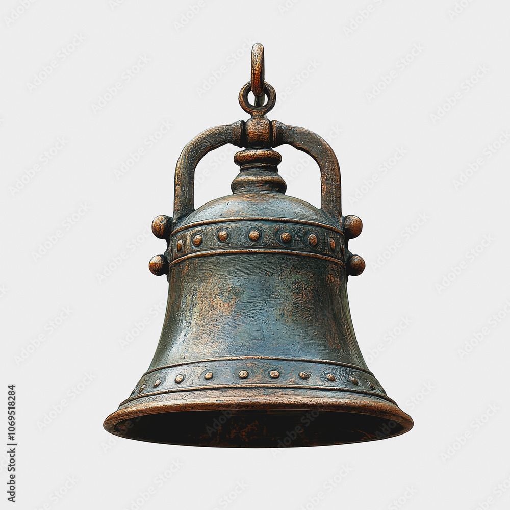 Fototapeta premium Vintage Christmas Bell on White Background