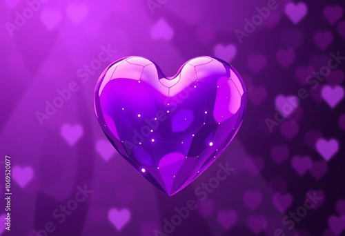 3D soft purple heart with copy space for Valentine's Day created with generative AI