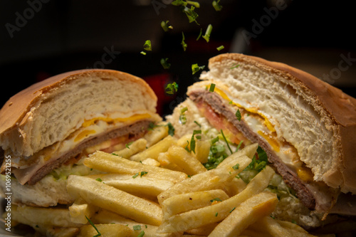 beef sandwich with fries lomito 