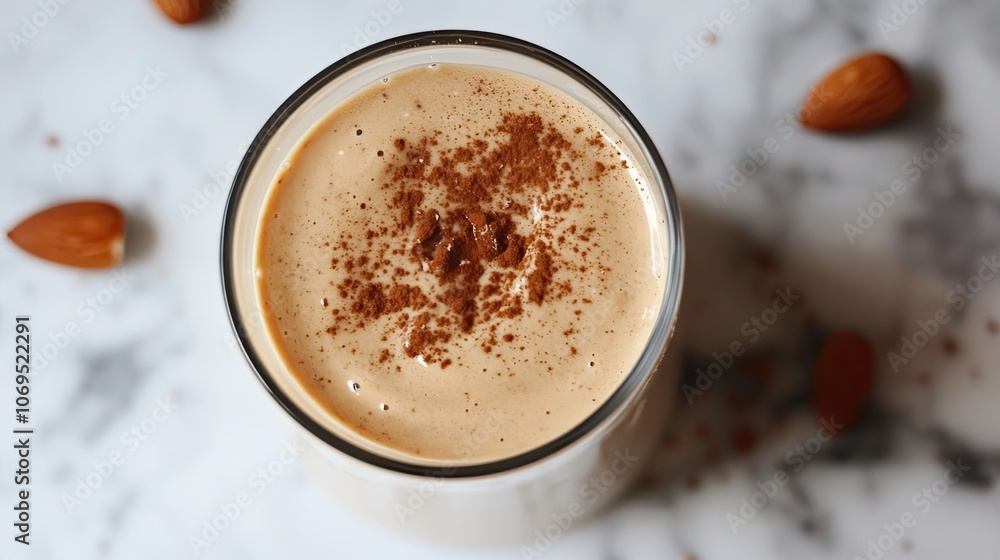 Almond Milk Smoothie with Cinnamon Topping Almond Milk Smoothie with Cinnamon Topping