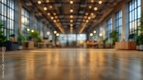 A blurred focus on an open office interior can serve as a neutral background.