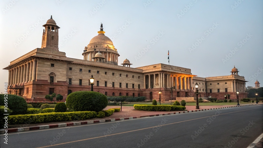 Obraz premium AI Photo: North Block, President House, Delhi, Architectural Detail