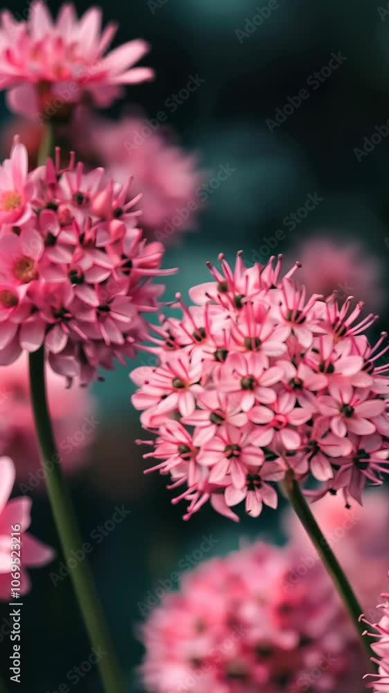 Pink flowers swaying gently in the summer breeze Pink flowers swaying gently in the summer breeze