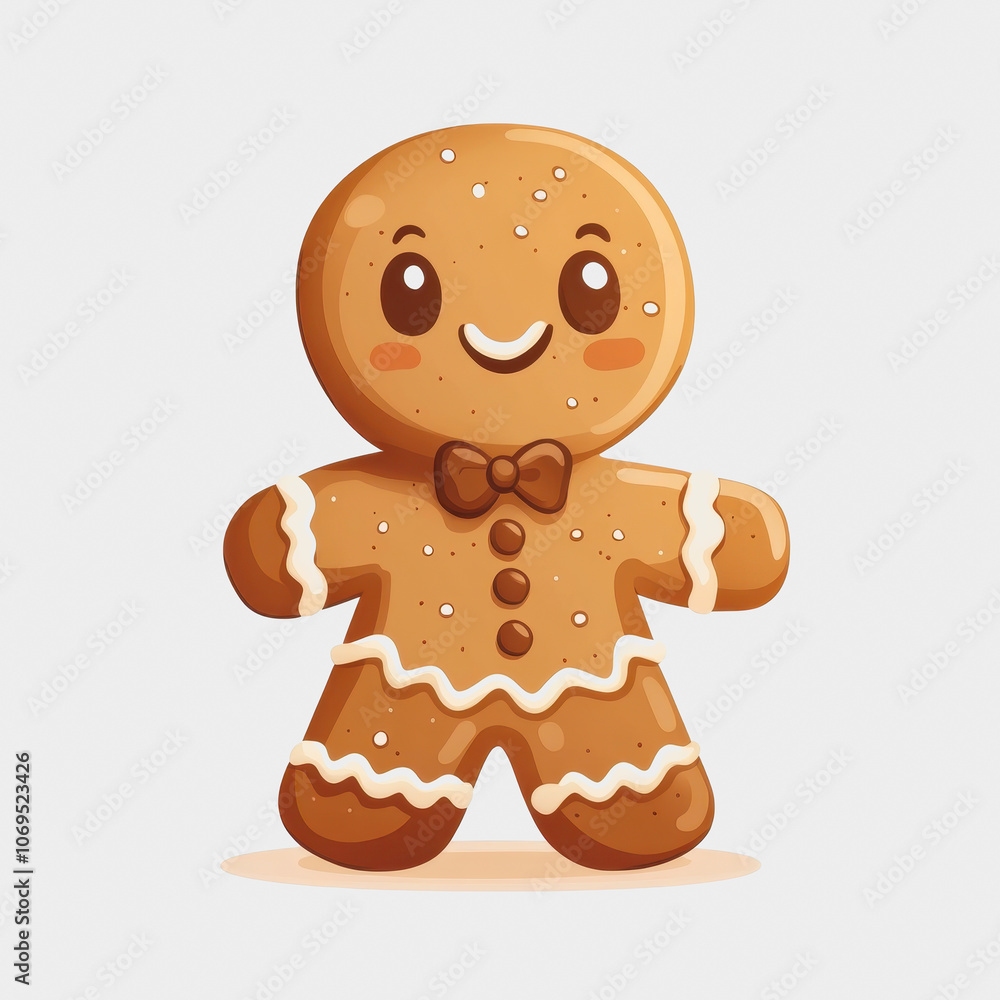 Obraz premium Cute Gingerbread Character on White Background