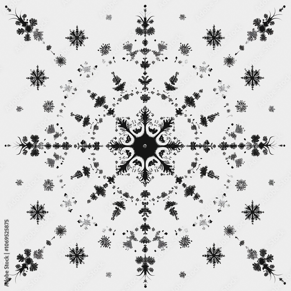 Intricate Snowflake Pattern on White Background Intricate Snowflake Pattern on White Background