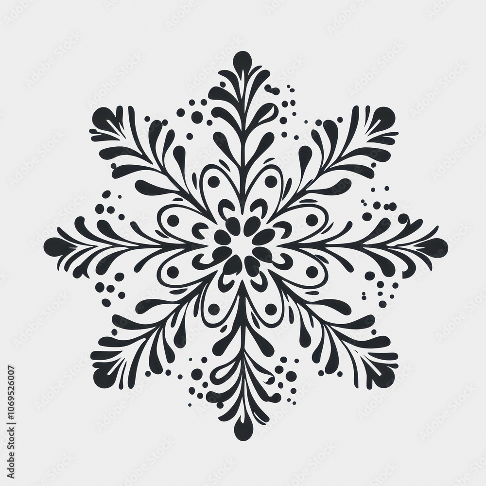 Elegant Snowflake Design on White Background Elegant Snowflake Design on White Background