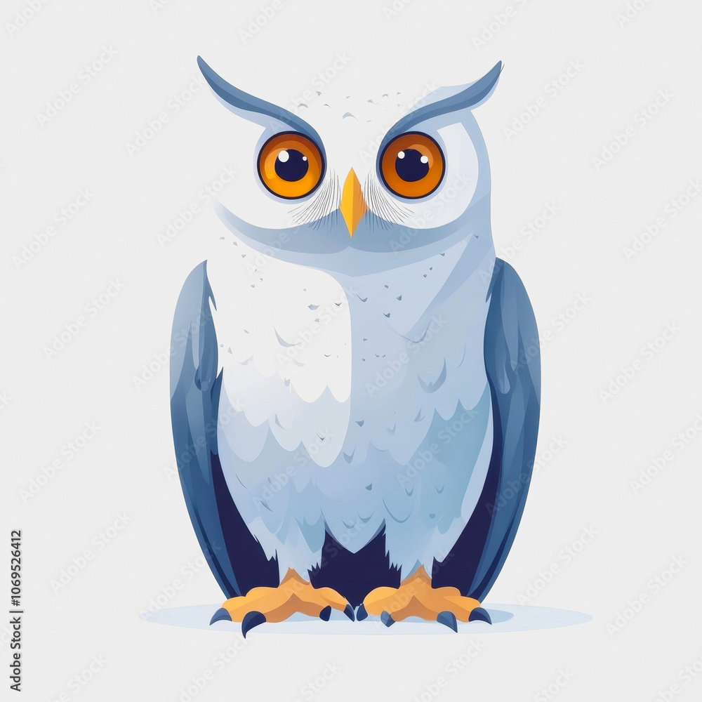 Obraz premium Cute Snowy Owl on White Background