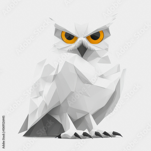 Abstract White Owl on Plain Background photo