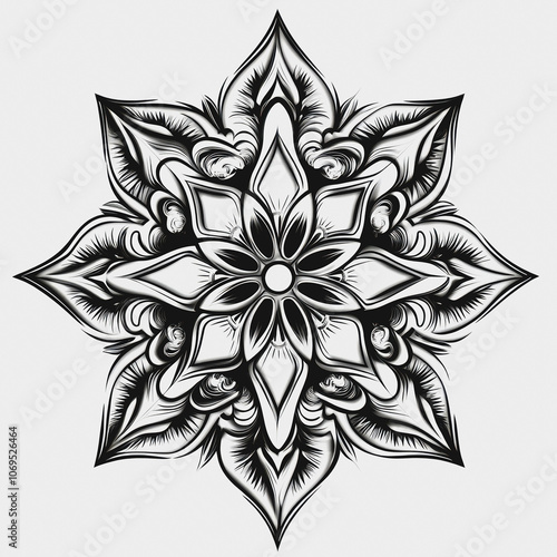 Elegant Star Ornament Design on White Background