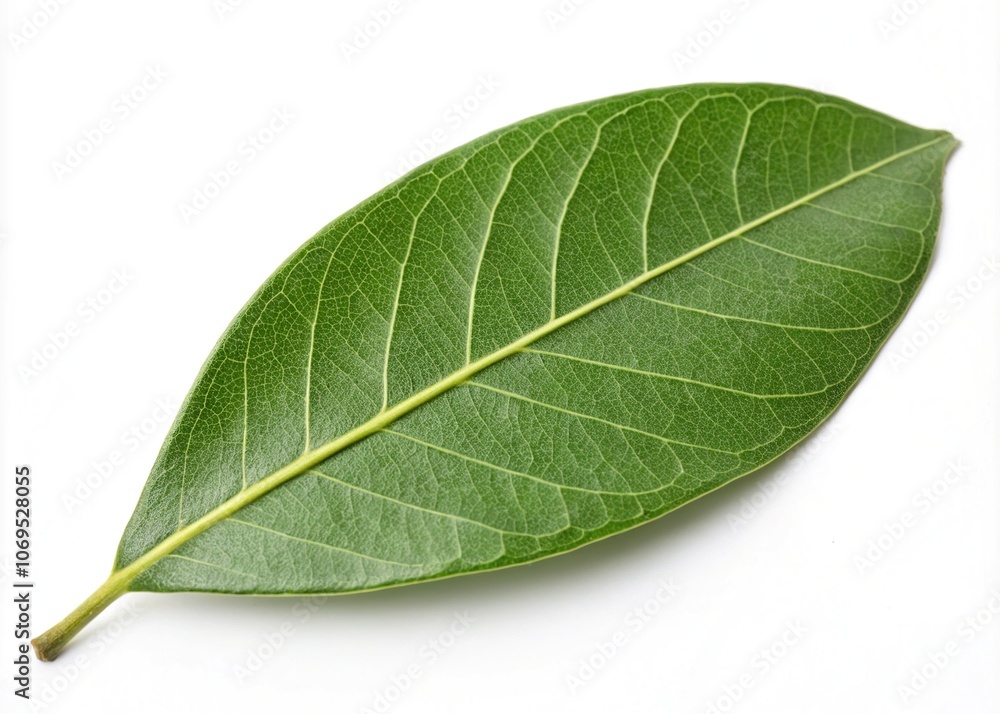 Obraz premium Lignum Vitae Leaf Macro Closeup - Detailed White Background