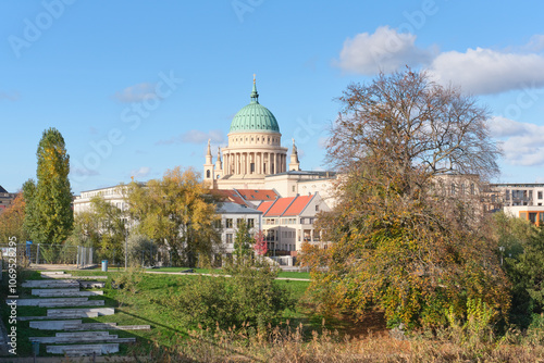 Nicholas' Church in Potsdam with Autumn trees