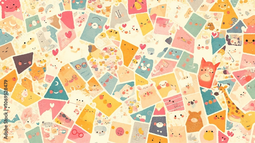 A colorful collage of cute animal illustrations and playful designs. A colorful collage of cute animal illustrations and playful designs.