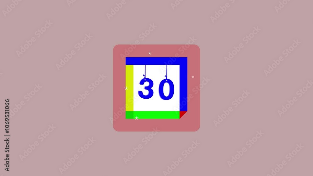 Calendar Page Icon Animation with '30' Date in 4K – Modern Countdown Visual for Time Tracking, Scheduling, and Event Planning. Calendar Page Icon Animation with '30' Date in 4K – Modern Countdown Visual for Time Tracking, Scheduling, and Event Planning.