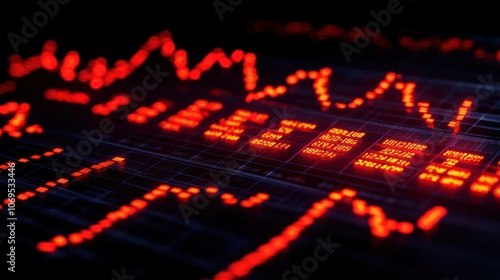 Wallpaper Mural Red glowing lines on a dark background form a stock market chart with the word "TIME" in the center, representing the relationship between time and market trends. Torontodigital.ca