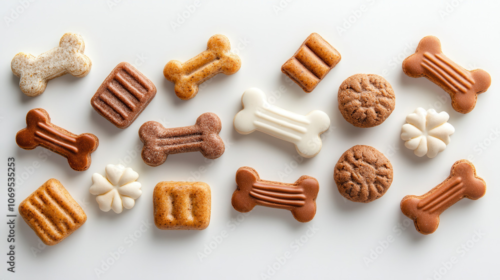Dog treats in various shapes and earthy colors, including bone and round designs, create delightful assortment for pets. Perfect for rewarding furry friends! Dog treats in various shapes and earthy colors, including bone and round designs, create delightful assortment for pets. Perfect for rewarding furry friends!