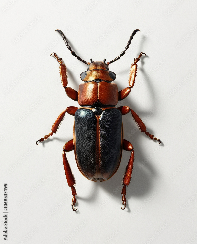 Highly Detailed Beetle on White Background, Top View, Perfect for Scientific and Artistic Uses Highly Detailed Beetle on White Background, Top View, Perfect for Scientific and Artistic Uses