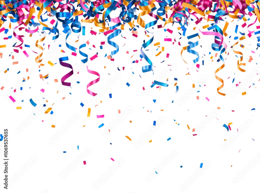 PNG Pop confetti top border background ribbons celebration. PNG Pop confetti top border background ribbons celebration.