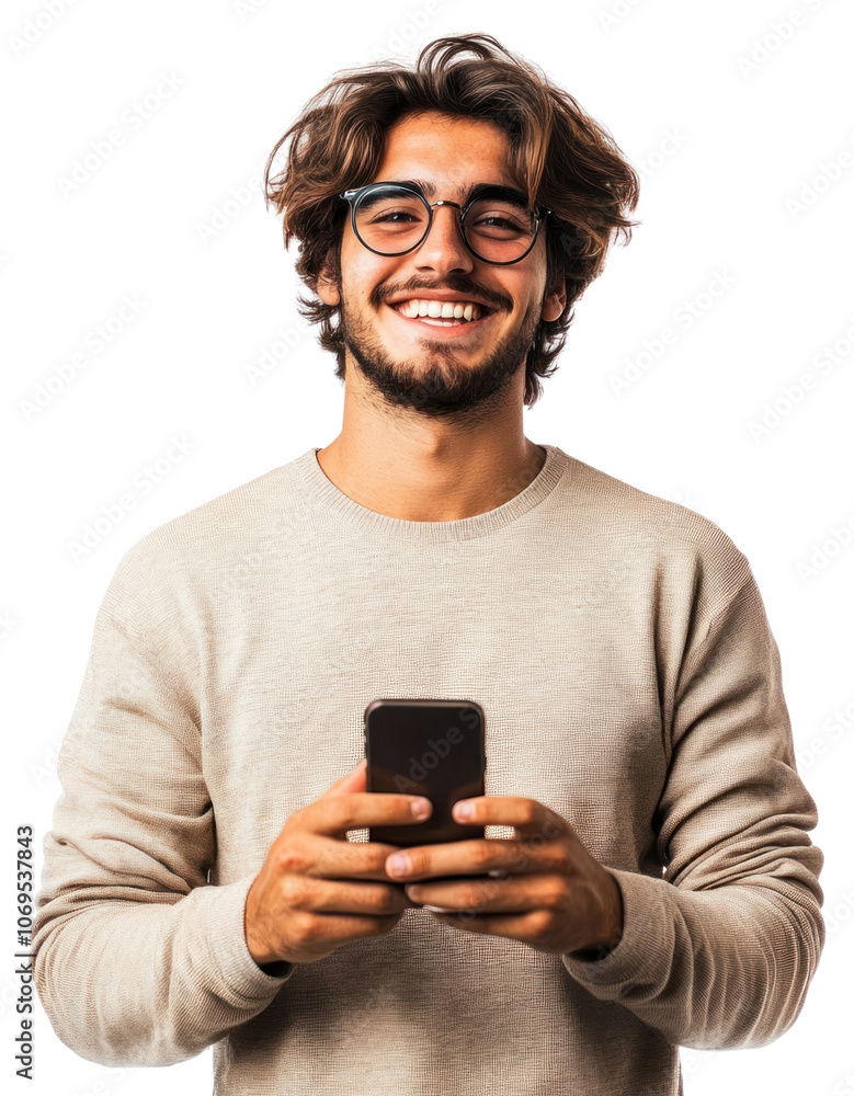 PNG Young man using phone portrait background happy. PNG Young man using phone portrait background happy.