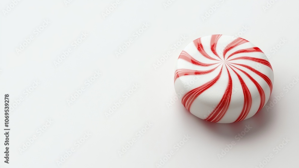 Red and white peppermint candy with spiral pattern Red and white peppermint candy with spiral pattern