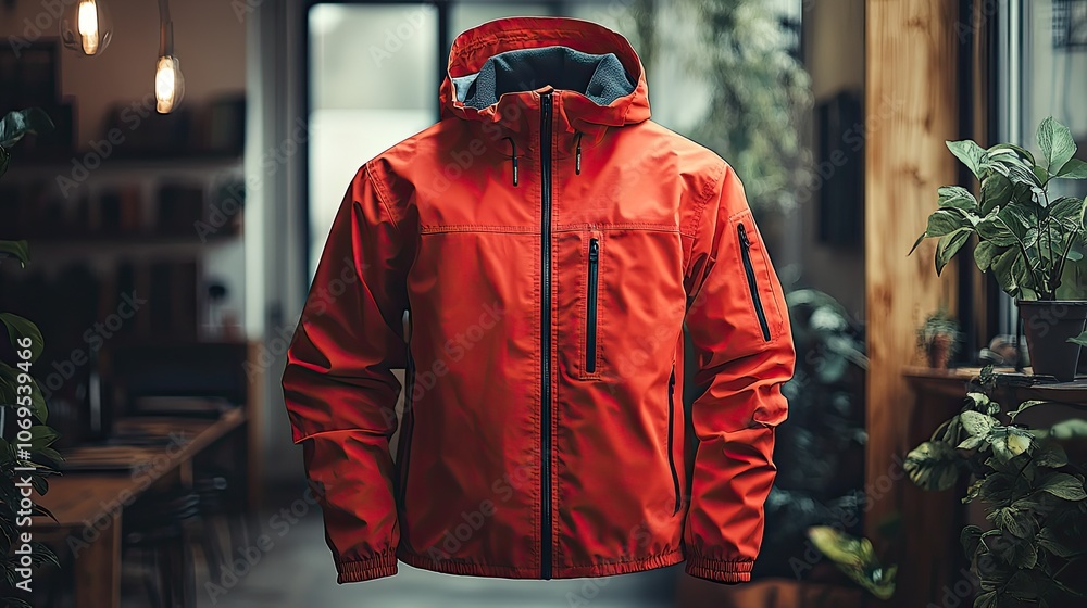 Obraz premium A creative 3D windbreaker jacket template is presented against a clean, white background for design inspiration.