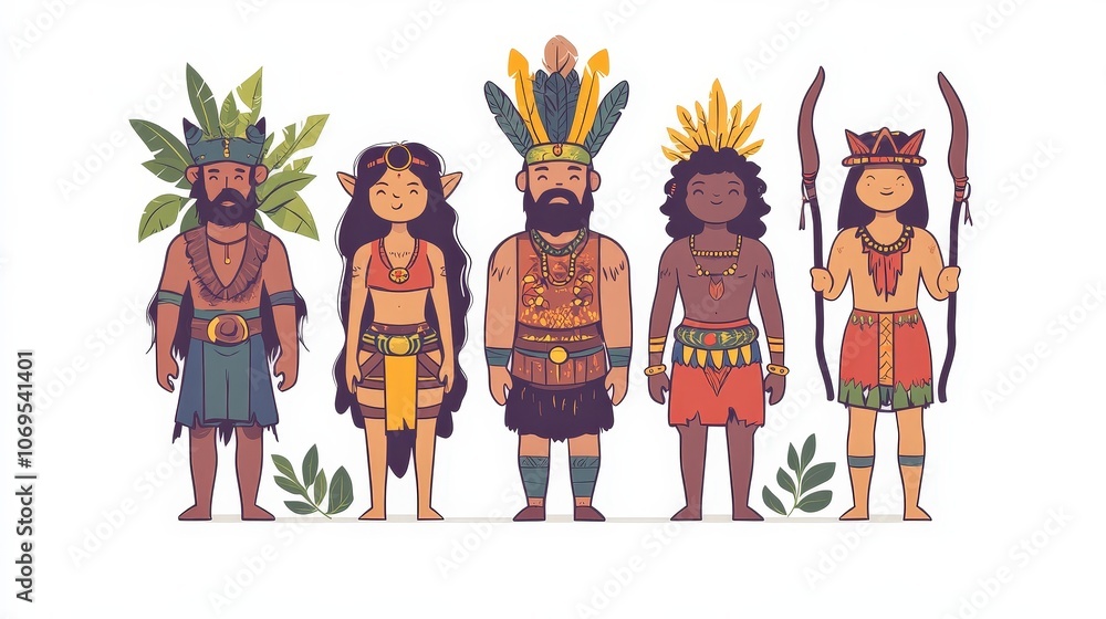 Fototapeta premium Mythical Characters in Colorful Cartoon Style