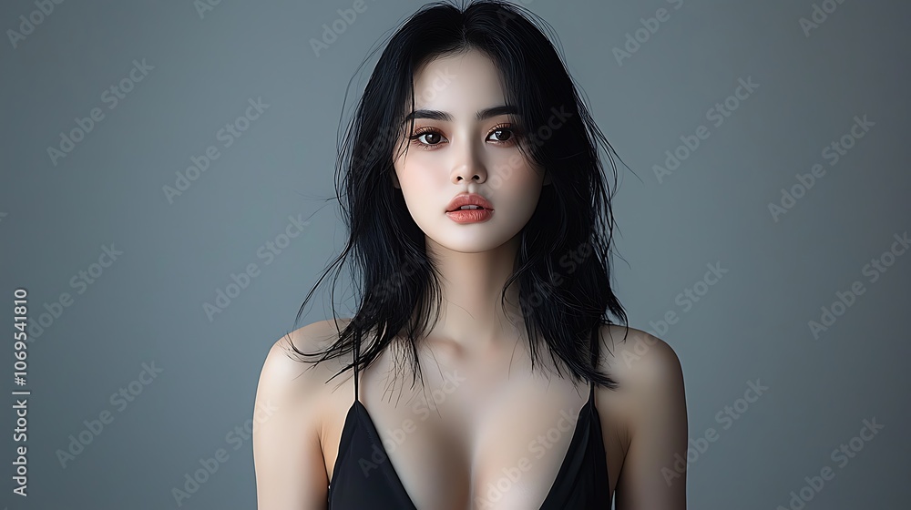 custom made wallpaper toronto digitalCaptivating portrait of a young woman highlighting modern beauty trends in photography