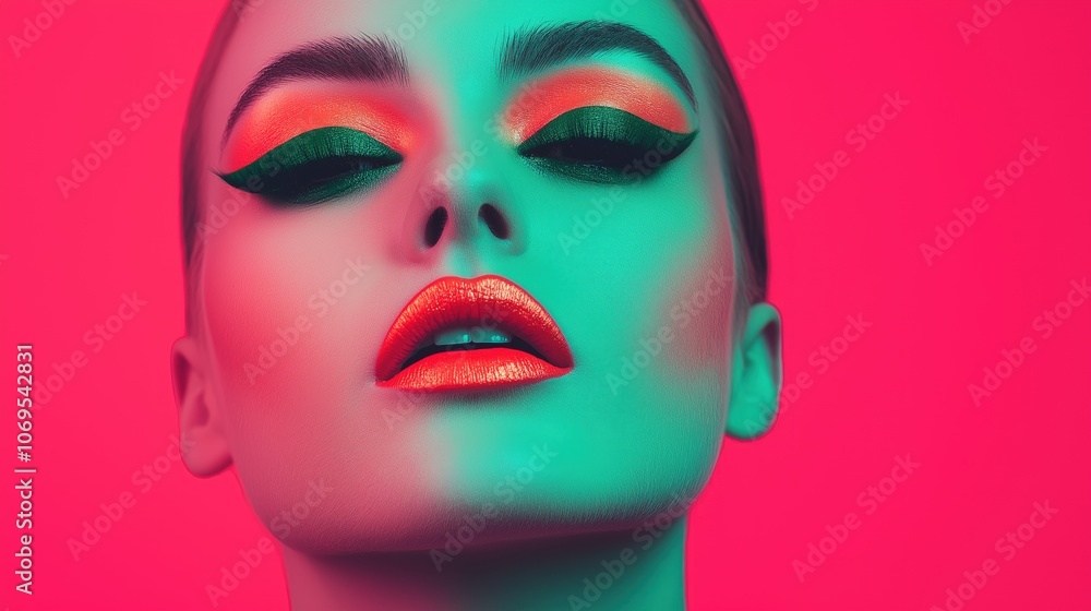 Neon glam: bold makeup artistry in vivid color lighting Neon glam: bold makeup artistry in vivid color lighting