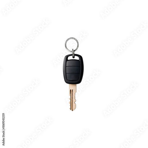 A sleek car key with a black fob and metallic key, resting against a solid black background, symbolizing security, ownership, and convenience for modern drivers everywhere.