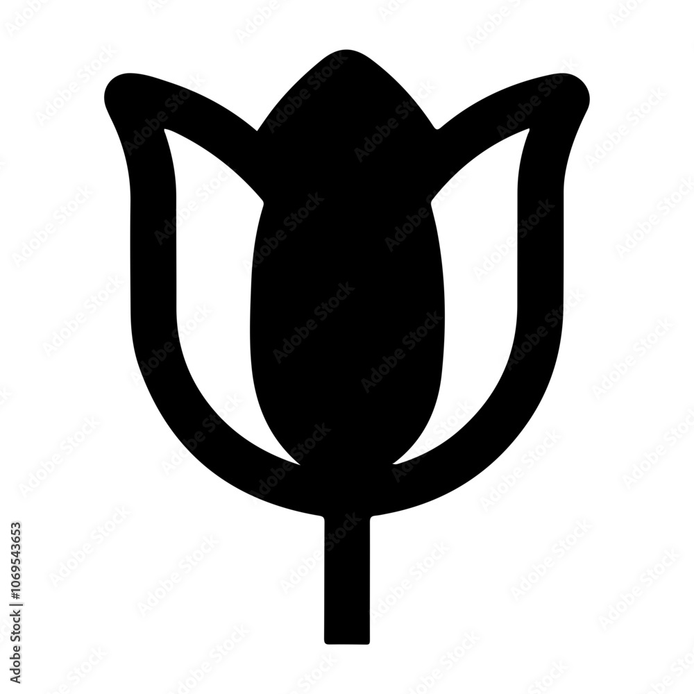 Classic Monochrome Tulip Flower Icon Vector Illustration Classic Monochrome Tulip Flower Icon Vector Illustration