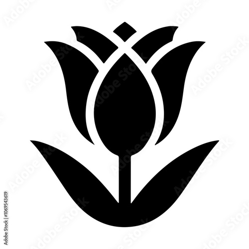 Refined Monochrome Tulip Icon Vector Illustration in Minimalist Style