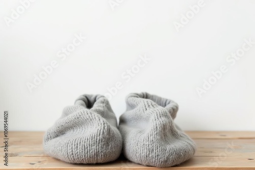 Knitted Baby Socks Grey Minimal Photography, Soft Infant Footwear Product Display