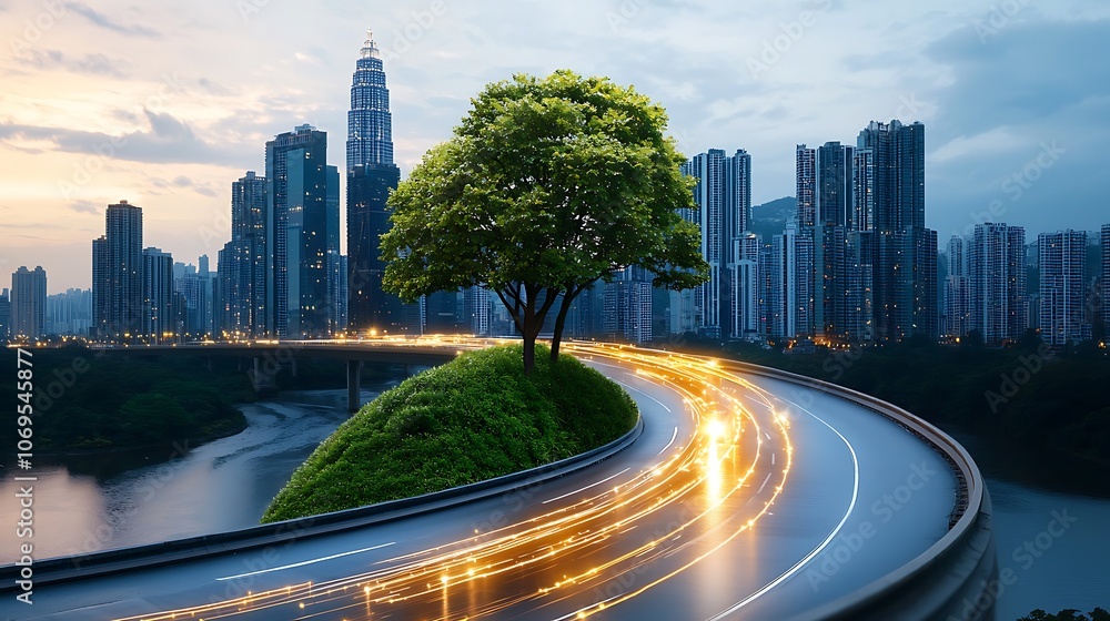 Fototapeta premium AI technology can analyze large amounts of data from various sources to help urban planners identify optimal locations for green spaces, renewable energy sources