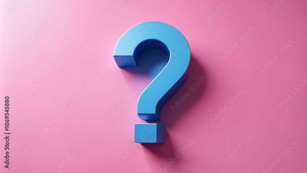 Eye-Catching 3D Blue Question Mark on Vibrant Pink Background - A Unique Drone Photography Perspective Capturing Curiosity and Creativity in Bold Colors Eye-Catching 3D Blue Question Mark on Vibrant Pink Background - A Unique Drone Photography Perspective Capturing Curiosity and Creativity in Bold Colors