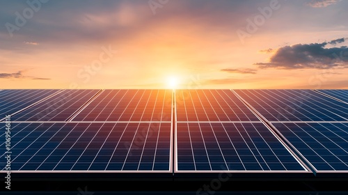 Aerial view of a vast solar farm with endless rows of solar panels capturing the sun s renewable energy in a serene countryside landscape The solar panels stretch across the horizon